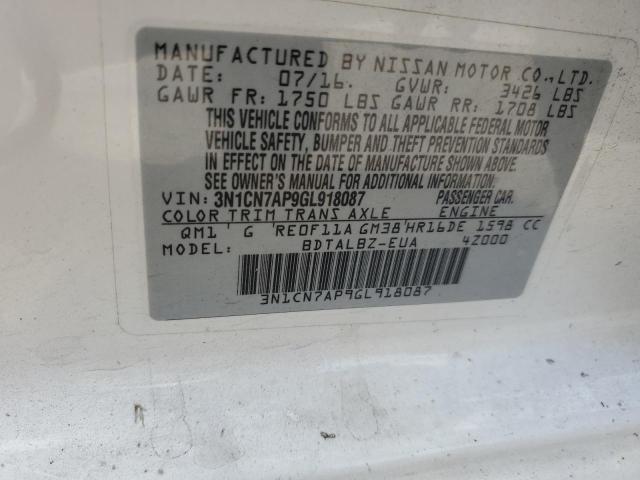 Photo 12 VIN: 3N1CN7AP9GL918087 - NISSAN VERSA S 