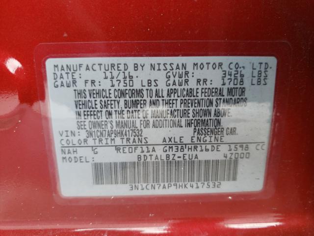 Photo 9 VIN: 3N1CN7AP9HK417532 - NISSAN VERSA S 