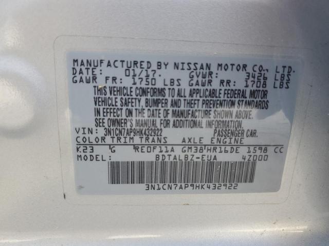 Photo 11 VIN: 3N1CN7AP9HK432922 - NISSAN VERSA S 