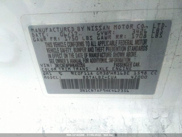 Photo 8 VIN: 3N1CN7AP9HK462356 - NISSAN VERSA SEDAN 