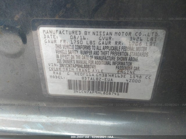 Photo 8 VIN: 3N1CN7AP9HL808741 - NISSAN VERSA 