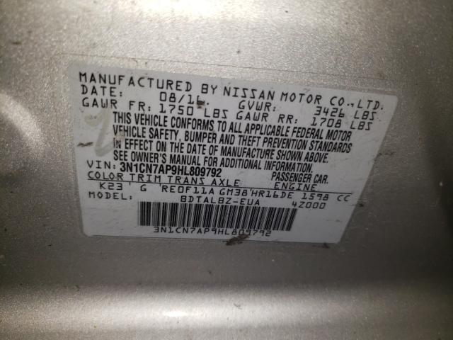 Photo 9 VIN: 3N1CN7AP9HL809792 - NISSAN VERSA 