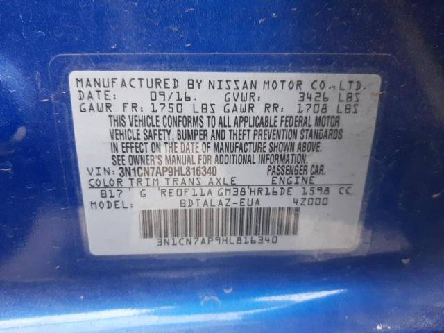 Photo 9 VIN: 3N1CN7AP9HL816340 - NISSAN VERSA S 