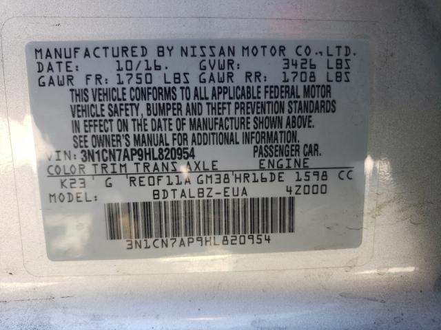 Photo 9 VIN: 3N1CN7AP9HL820954 - NISSAN VERSA S 