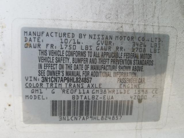 Photo 9 VIN: 3N1CN7AP9HL824857 - NISSAN VERSA S 