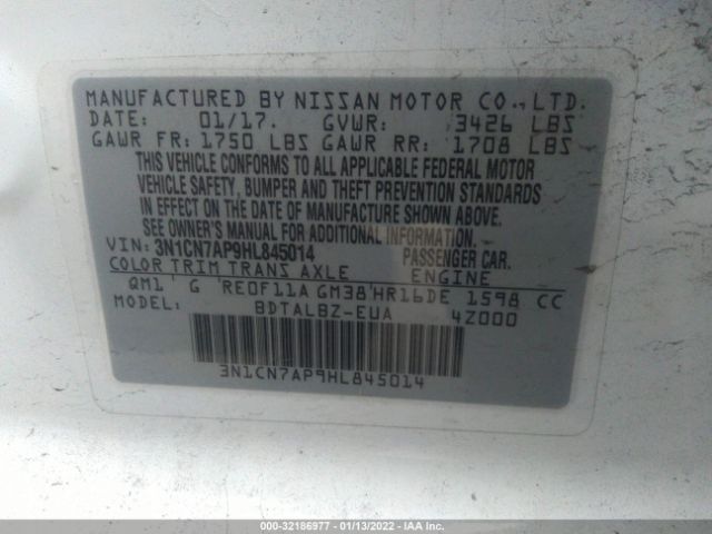 Photo 8 VIN: 3N1CN7AP9HL845014 - NISSAN VERSA SEDAN 