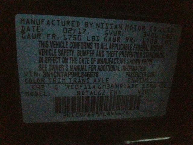 Photo 9 VIN: 3N1CN7AP9HL846678 - NISSAN VERSA S 