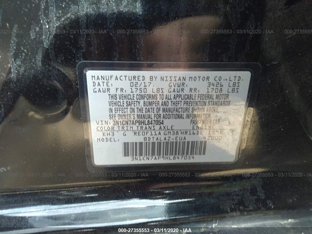 Photo 8 VIN: 3N1CN7AP9HL847054 - NISSAN VERSA SEDAN 