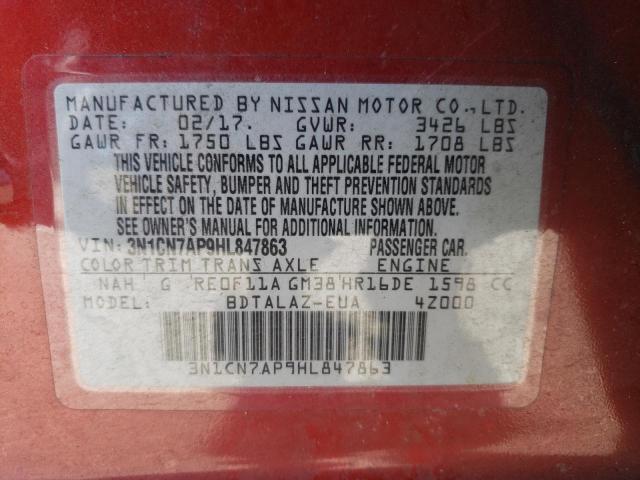 Photo 11 VIN: 3N1CN7AP9HL847863 - NISSAN VERSA S 