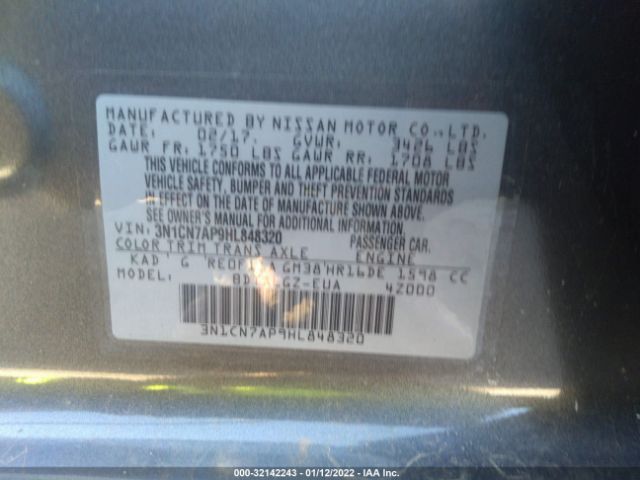 Photo 8 VIN: 3N1CN7AP9HL848320 - NISSAN VERSA SEDAN 