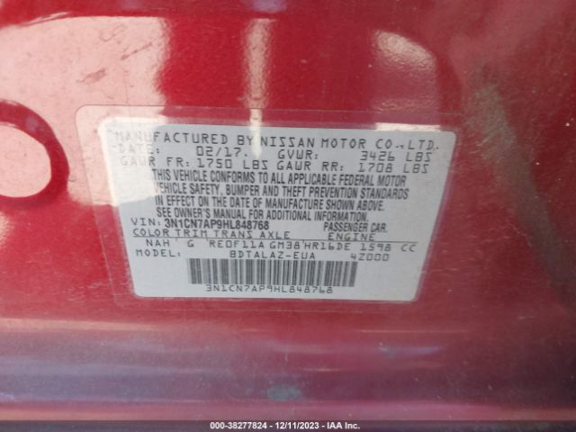 Photo 8 VIN: 3N1CN7AP9HL848768 - NISSAN VERSA 