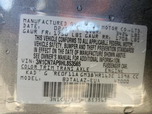 Photo 11 VIN: 3N1CN7AP9HL853565 - NISSAN VERSA S 