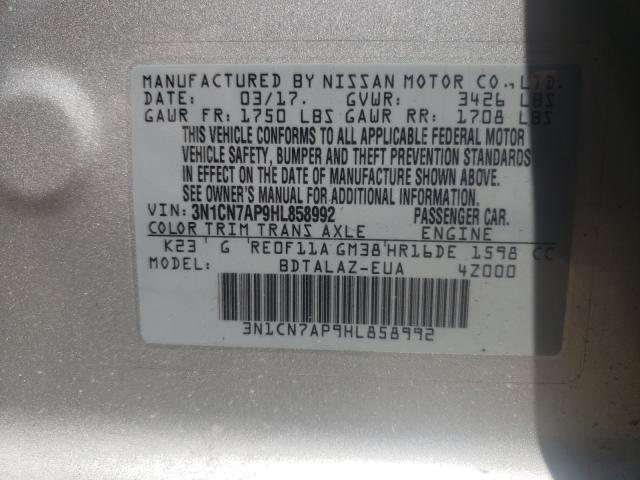 Photo 9 VIN: 3N1CN7AP9HL858992 - NISSAN VERSA S 