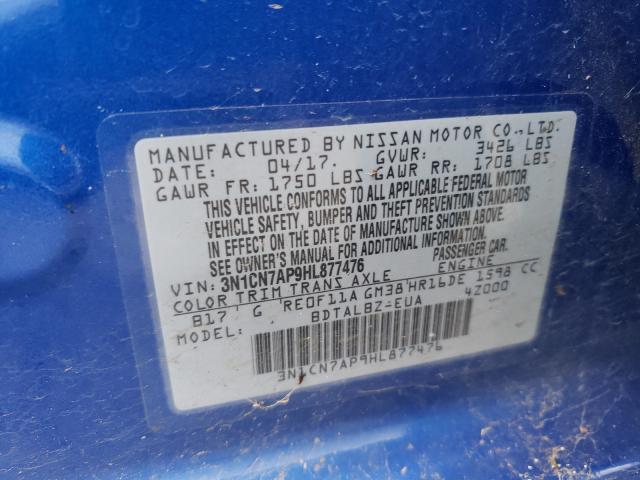 Photo 9 VIN: 3N1CN7AP9HL877476 - NISSAN VERSA S 