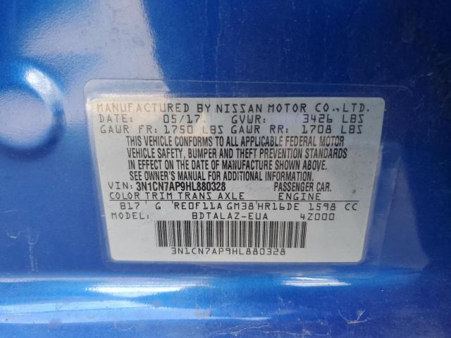 Photo 12 VIN: 3N1CN7AP9HL880328 - NISSAN VERSA S 