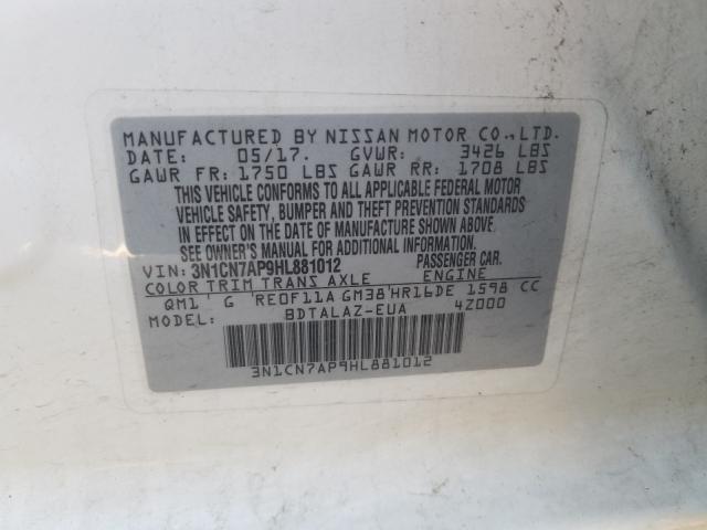 Photo 9 VIN: 3N1CN7AP9HL881012 - NISSAN VERSA S 