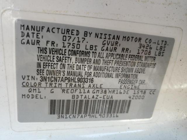 Photo 9 VIN: 3N1CN7AP9HL903316 - NISSAN VERSA S 