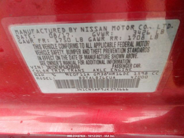 Photo 8 VIN: 3N1CN7AP9JK395666 - NISSAN VERSA SEDAN 