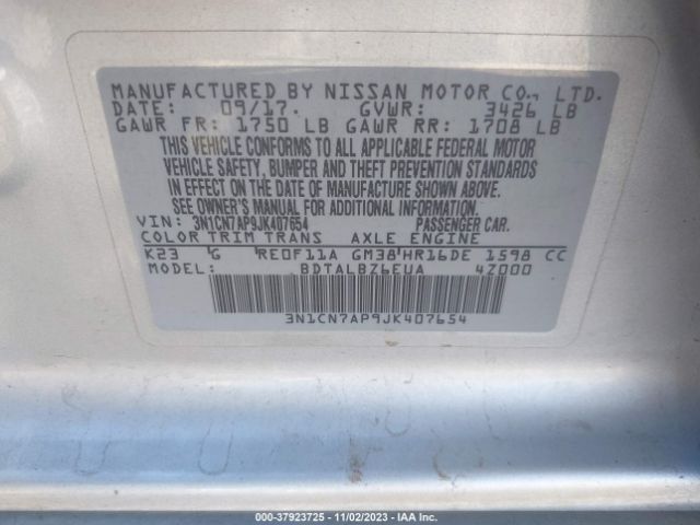 Photo 8 VIN: 3N1CN7AP9JK407654 - NISSAN VERSA 