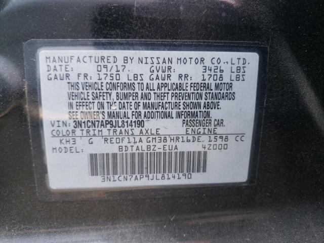 Photo 12 VIN: 3N1CN7AP9JL814190 - NISSAN VERSA S 