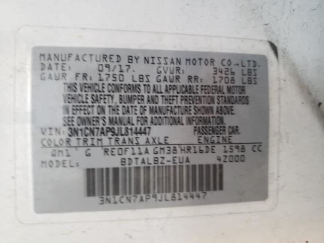 Photo 9 VIN: 3N1CN7AP9JL814447 - NISSAN VERSA S 