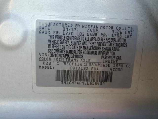 Photo 11 VIN: 3N1CN7AP9JL818403 - NISSAN VERSA S 