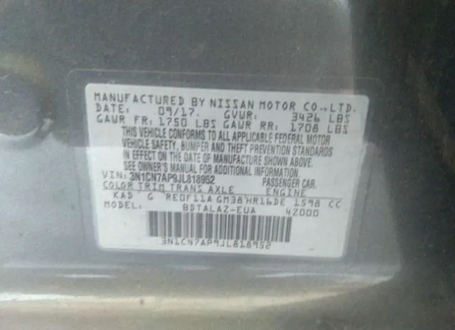 Photo 8 VIN: 3N1CN7AP9JL818952 - NISSAN VERSA 