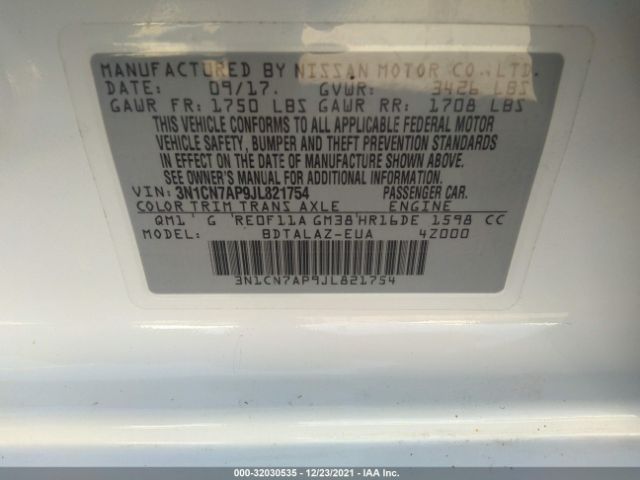 Photo 8 VIN: 3N1CN7AP9JL821754 - NISSAN VERSA SEDAN 