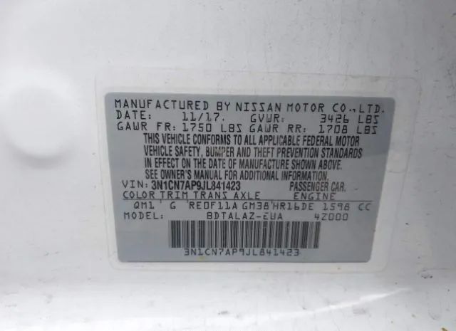 Photo 8 VIN: 3N1CN7AP9JL841423 - NISSAN VERSA 