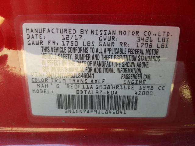 Photo 9 VIN: 3N1CN7AP9JL846041 - NISSAN VERSA S 