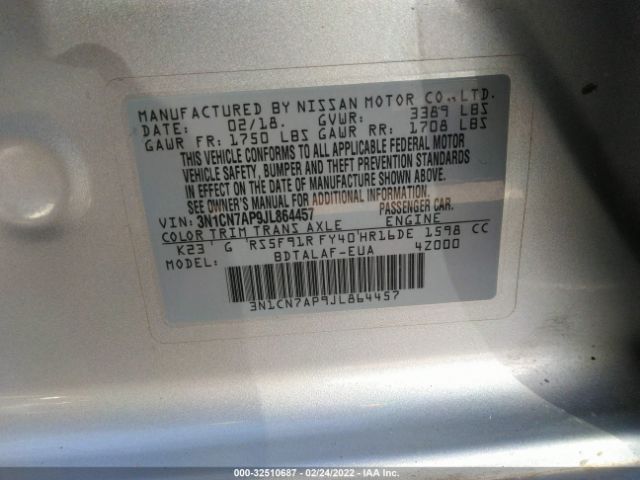 Photo 8 VIN: 3N1CN7AP9JL864457 - NISSAN VERSA SEDAN 