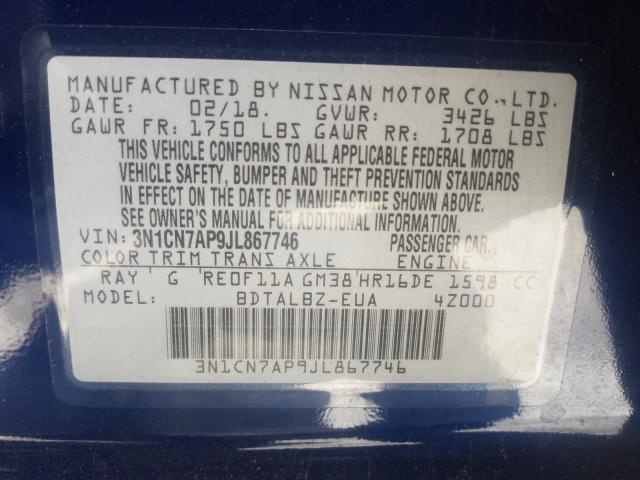 Photo 9 VIN: 3N1CN7AP9JL867746 - NISSAN VERSA S 