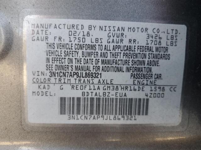 Photo 11 VIN: 3N1CN7AP9JL869321 - NISSAN VERSA S 