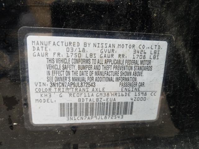 Photo 9 VIN: 3N1CN7AP9JL872543 - NISSAN VERSA S 