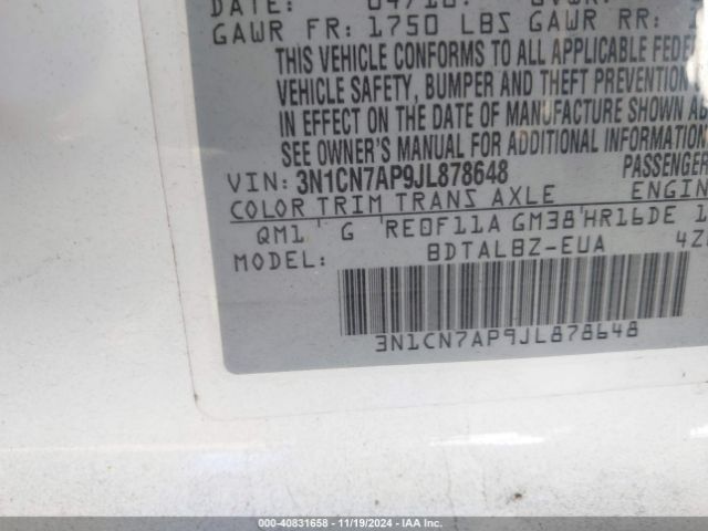 Photo 8 VIN: 3N1CN7AP9JL878648 - NISSAN VERSA 