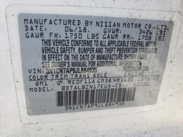 Photo 9 VIN: 3N1CN7AP9JL884935 - NISSAN VERSA S 