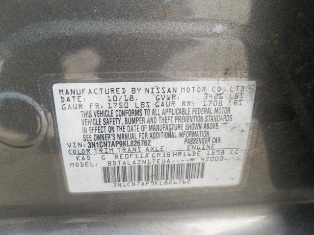 Photo 9 VIN: 3N1CN7AP9KL826762 - NISSAN VERSA S 