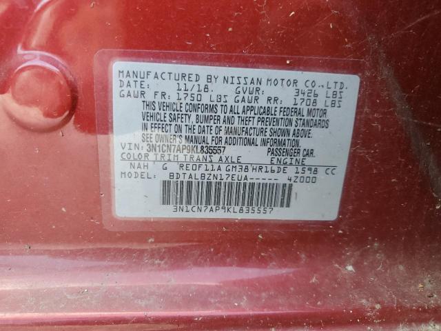 Photo 12 VIN: 3N1CN7AP9KL835557 - NISSAN VERSA S 