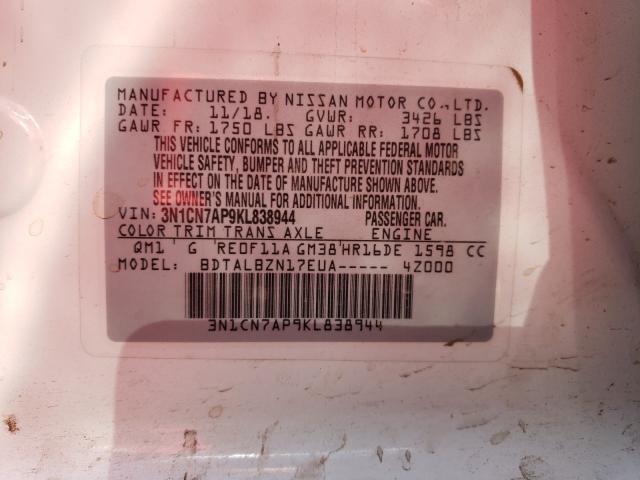 Photo 9 VIN: 3N1CN7AP9KL838944 - NISSAN VERSA S 