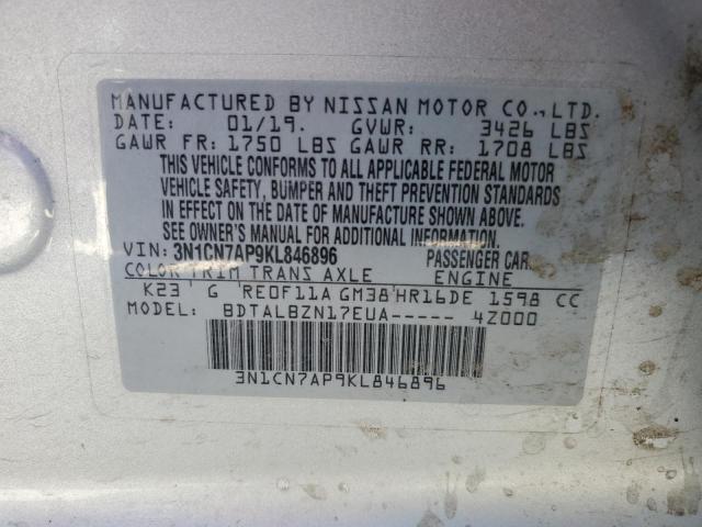 Photo 9 VIN: 3N1CN7AP9KL846896 - NISSAN VERSA S 