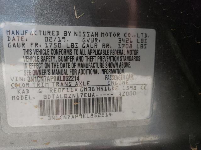 Photo 9 VIN: 3N1CN7AP9KL852214 - NISSAN VERSA S 