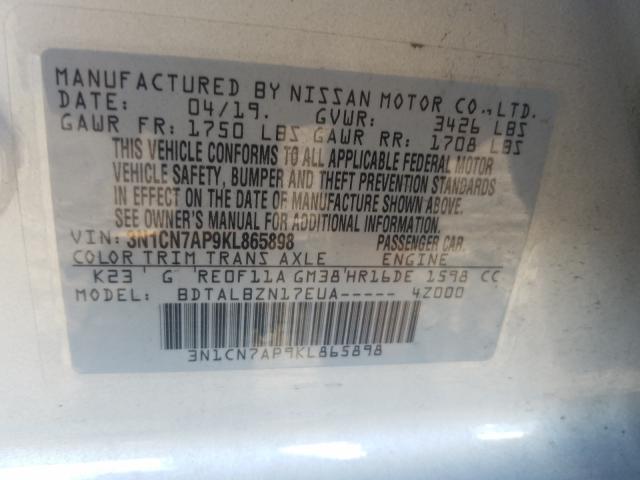 Photo 9 VIN: 3N1CN7AP9KL865898 - NISSAN VERSA S 