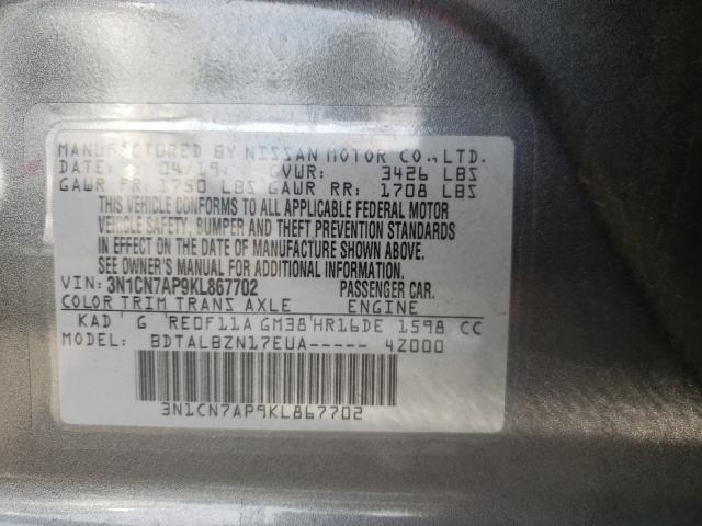 Photo 9 VIN: 3N1CN7AP9KL867702 - NISSAN VERSA S 