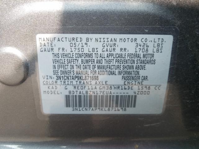 Photo 9 VIN: 3N1CN7AP9KL871698 - NISSAN VERSA S 