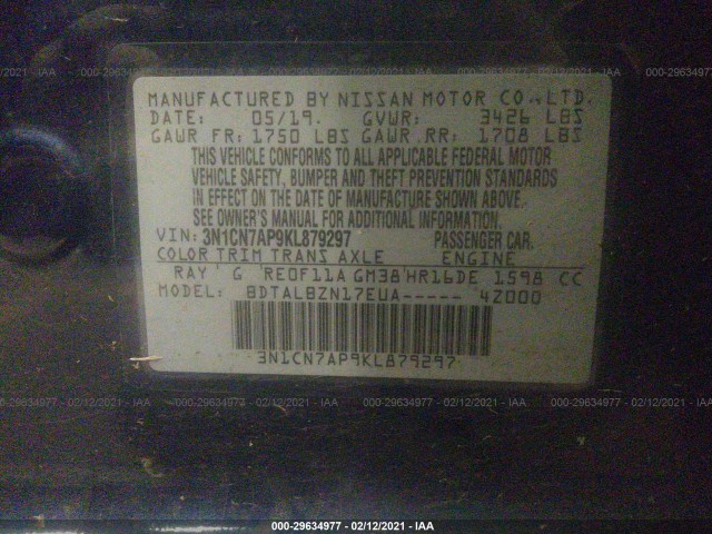 Photo 8 VIN: 3N1CN7AP9KL879297 - NISSAN VERSA SEDAN 