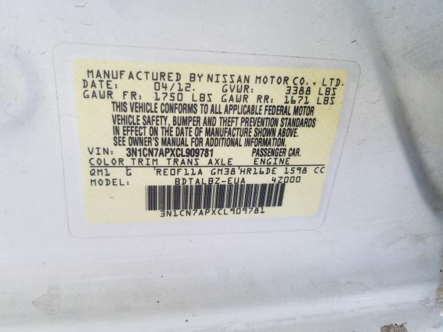 Photo 9 VIN: 3N1CN7APXCL909781 - NISSAN VERSA S 