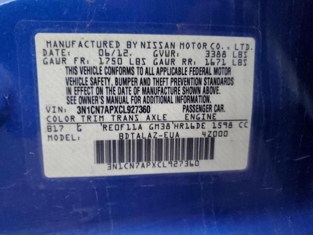 Photo 11 VIN: 3N1CN7APXCL927360 - NISSAN VERSA S 