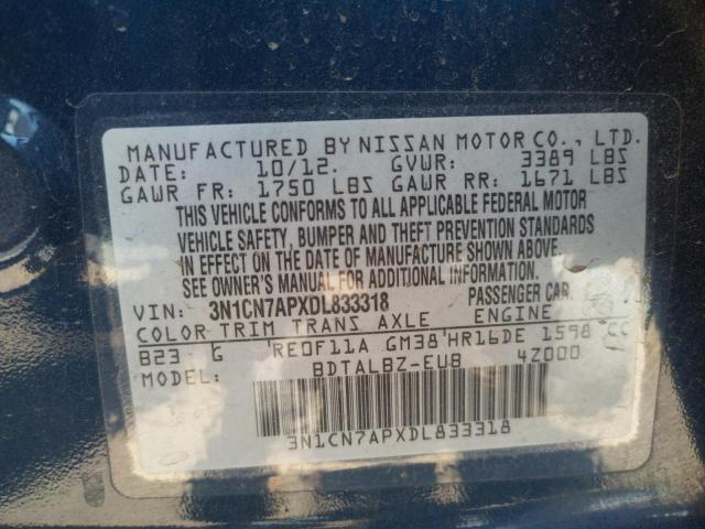 Photo 9 VIN: 3N1CN7APXDL833318 - NISSAN VERSA S 