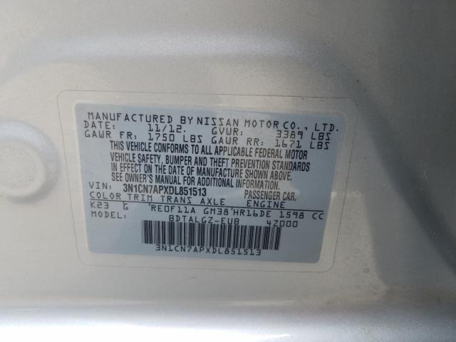 Photo 9 VIN: 3N1CN7APXDL851513 - NISSAN VERSA S 