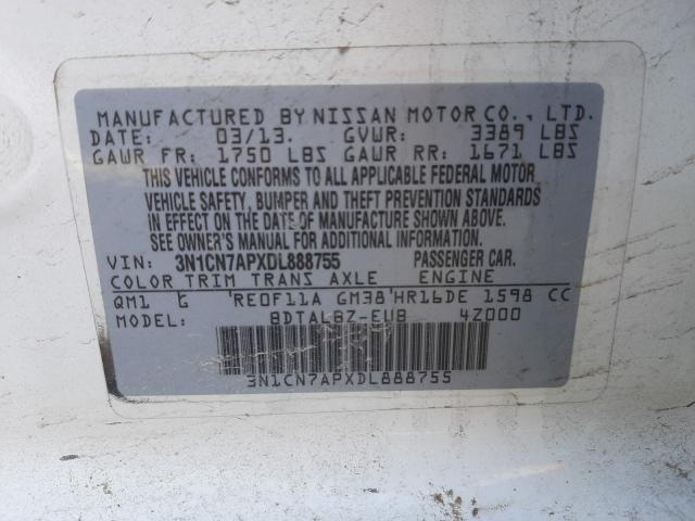 Photo 9 VIN: 3N1CN7APXDL888755 - NISSAN VERSA 